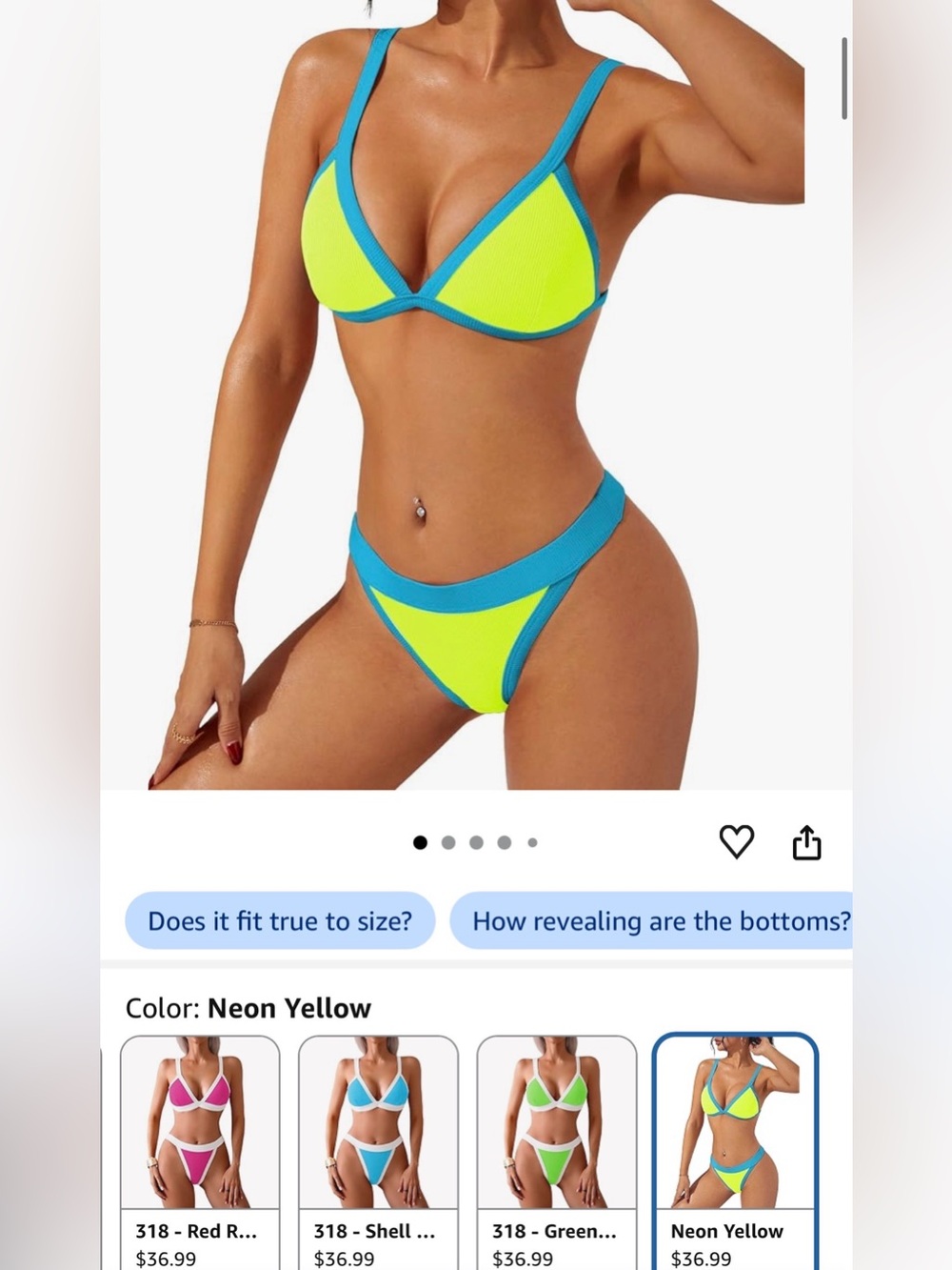Neon Yellow Triangle Bikini with Blue Trim - Women Swim